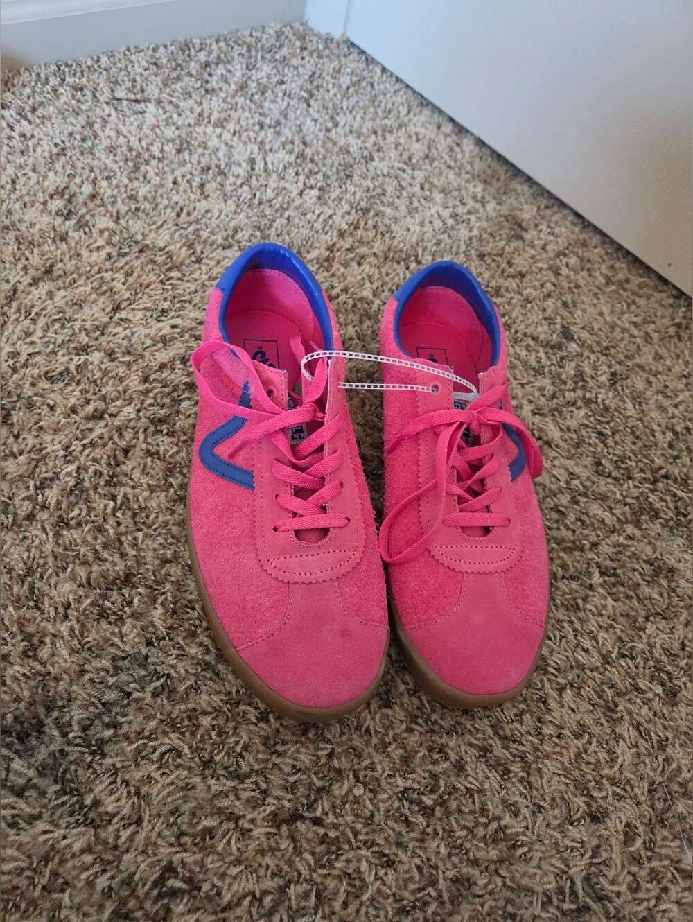 Vans Sport Low Bambino Pink And Blue Terry Suede Style Sneakers NWOT Mens 12